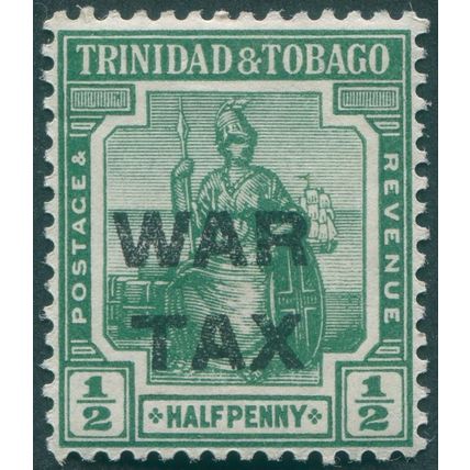 Trinidad & Tobago 1917 ½d deep green War Tax SG183 unused