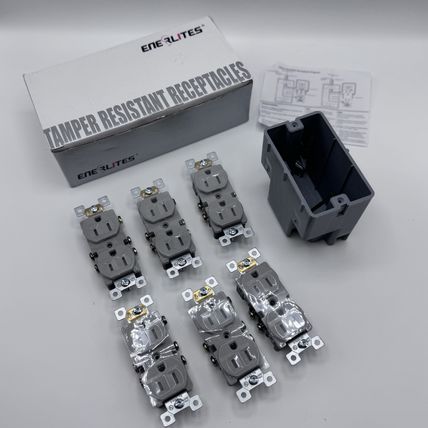 Enerlites 15A Tamper-Resistant Duplex Receptacle 6-Pack White UL Listed New