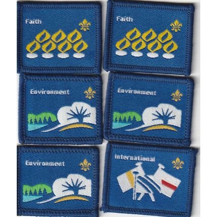 Scout Badges - 6 x Partnership - 3 x White/3 x Black Backs (BY248)