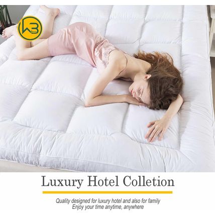 Whatsbedding Feather Bed Mattress Topper, Memory Foam Mattress Topper, Thickened