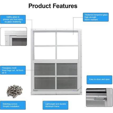 Neatiease 2 Pack Shed Window, 24" X 36" Flush Mount Window with Tempered Glass a