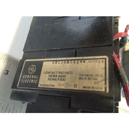GENERAL ELECTRIC 2 RELAY 120VAC 8-POLE CR120B062** NEMA A600, P300,110v Coil,FM