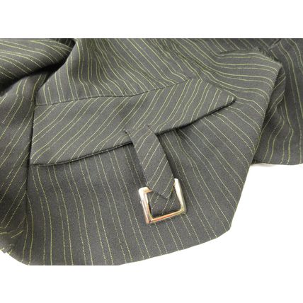Perceptions New York 3-Piece Pants Vest Suit Green Black Striped Business Sz 18
