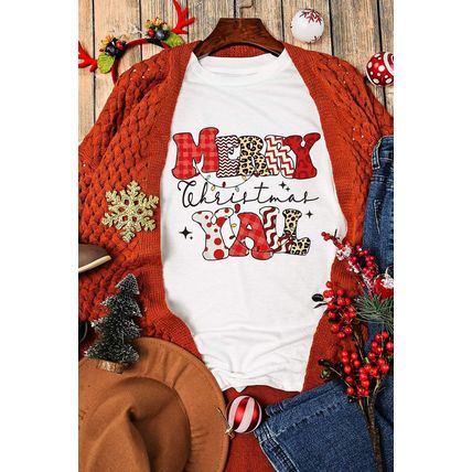 White MERRY Christmas YAll Graphic Crewneck T Shirt