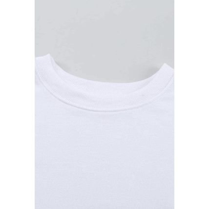 White Plain Crew Neck Pullover Sweatshirt
