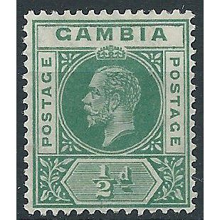 Gambia 1912 SG86a 1/2d Green Mounted Mint.. .