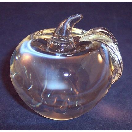 Clear Glass Apple Figural Paperweight, Heavy, Great Teacher Gift!