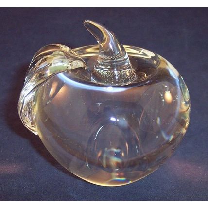 Clear Glass Apple Figural Paperweight, Heavy, Great Teacher Gift!