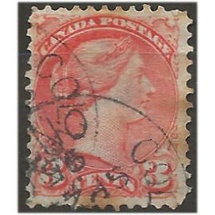 Canada 1873 SG96 3c Orange-Red Good/Fine Used . .. .