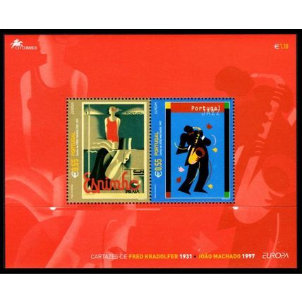 Portugal 2003 Europa, Art, Posters, Musician & Swimmer, Minisheet UNM / MNH