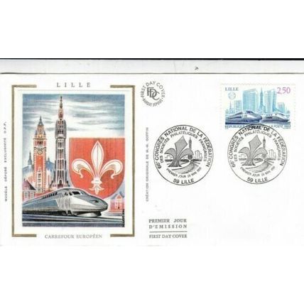 France 1993 Lille Congres Societies Philatelique Silk FDC Unaddressed VGC