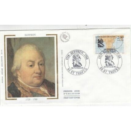 France 1988 Suffren Silk FDC St Tropez special cancel Unaddressed VGC