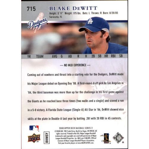 2008 Upper Deck Blake Dewitt ROOKIE