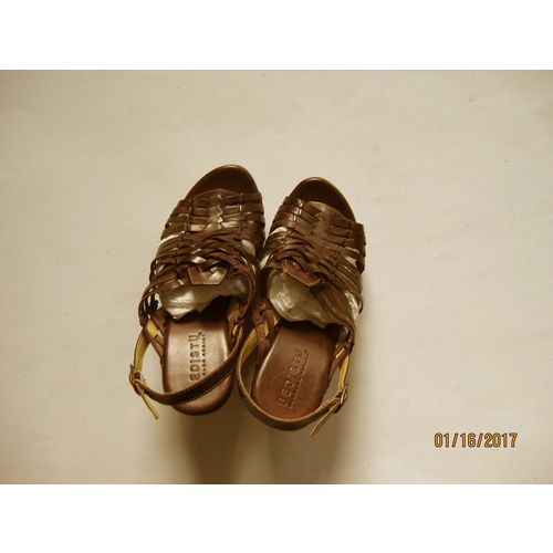 New Bed Stu Womens Esther Brown Leather Wedge Heels Size 8.5 M