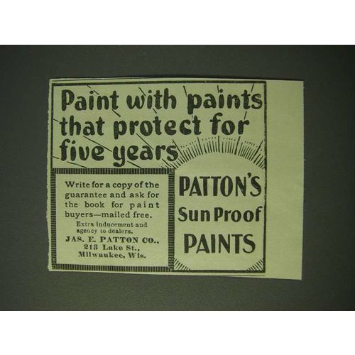 1900 Patton's Sun Proof Paints Ad - Paint with paints that protect