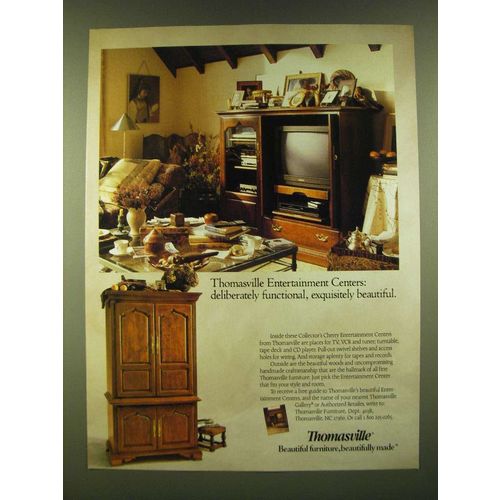 1990 Thomasville Collector's Cherry Entertainment Centers Ad