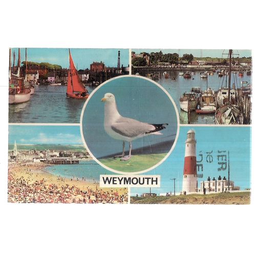 WEYMOUTH, DORSET. multiview used vintage postcard 1976 postmark =