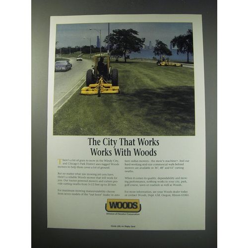 1991 Woods Mowers and Cuttters Ad - The city that works works with Woods