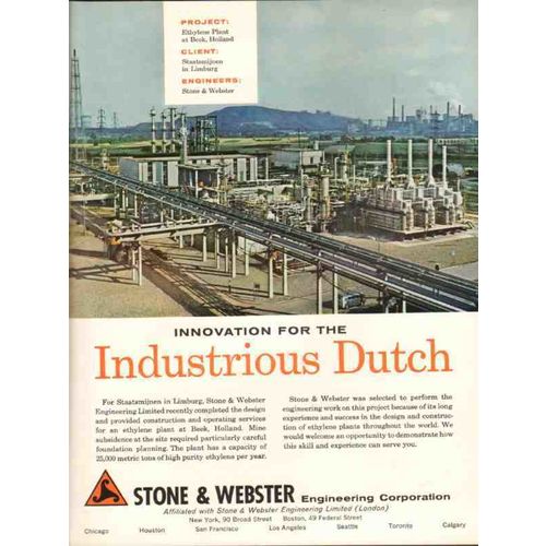 STONE WEBSTER ENGINEERING CORP 1962 Dutch ethylene plant vintage ad