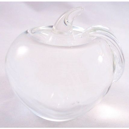 Clear Glass Apple Figural Paperweight, Heavy, Great Teacher Gift!