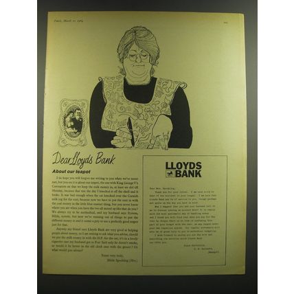 1964 Lloyds Bank Ad - Dear Lloyds Bank about our teapot