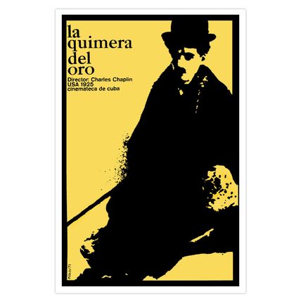 Silent Movie Poster.GOLD QUIMERA.Chaplin.Home & office interior wall decoration.
