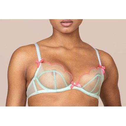 AGENT PROVOCATEUR Lorna Mint/Pink Plunge Underwired Bra Size UK/USA 36C BNWT