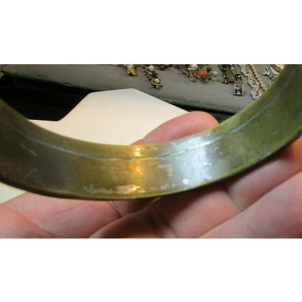 VINTAGE LARGE 3/4" MALACHITE STONE BANGLE BRACELET HIGH QUALITY 1960's 70's