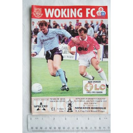 1993 programme Woking FC v. Nuneaton Borough, GMVC League