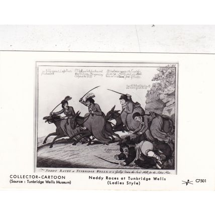 Neddy races at Tunbridge Wells (Ladies Style) cartoon Postcard unused VGC