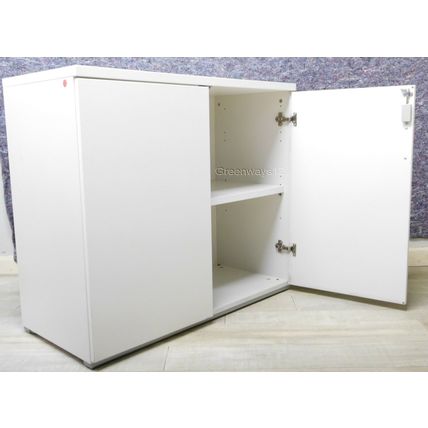 Actiu White Double Door Adjustable shelve Wooden Storage Cabinet