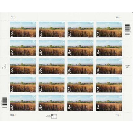 Nine Mile Prairie Sheet of Twenty 70 Cent Airmail Postage Stamps Scott C136