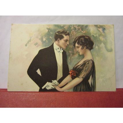 ITALIAN LOVERS unused antique postcard /