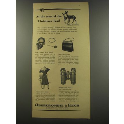 1956 Abercrombie & Fitch Ad - Bull Horn, Town Calf Bag, Jaeger knit robe
