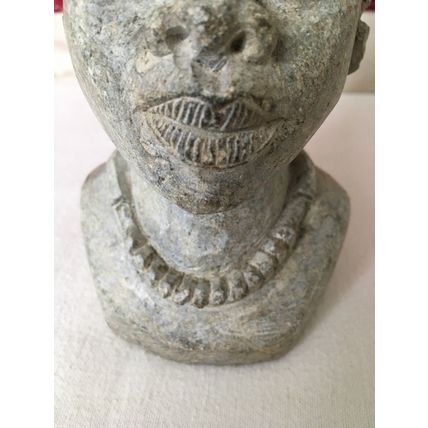 African Art Shona Hand Carved Female Bust From Zimbabwe 7 3/4” Inches 1.7 kilos
