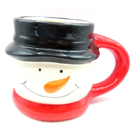 Snowman Head Mug Ceramic with Black Hat Drink 10 CM Holiday Tableware Christmas