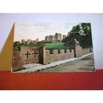 LION BRIDGE, ALNWICK CASTLE, NORTHUMBERLAND used antique postcard 1905 pm =