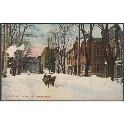 Mountain Street in Winter, Montreal, Canada, 1911 - Montreal Import Co Postcard