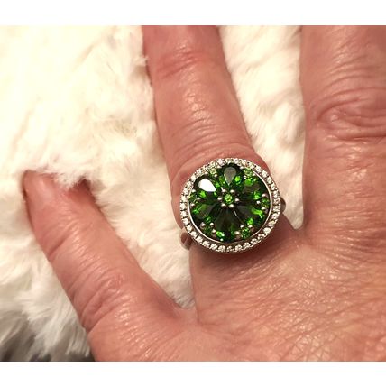 3ct Chrome Diopside Zircon Spinner Halo Ring Sz O Platinum Overlay 925 Silver