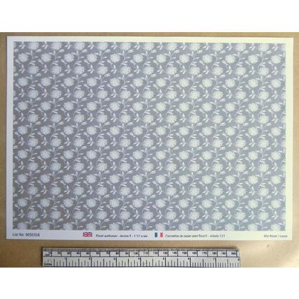 Papier peint – motif floral F – échelle 1/12 – feuille A4 (297 x 210mm)