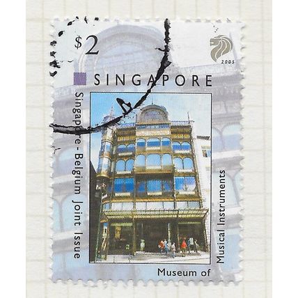 SINGAPORE 2005 SHOP HOUSES BELGIUM JOINT MUSICAL INSTRUMENT MUSEUM $2 USED