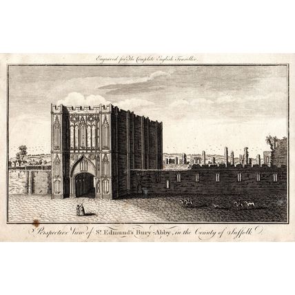 PERSPECTIVE VIEW OF ST. EDMUND’S BURY ABBY SUFFOLK 1771 ANTIQUE ENGRAVING