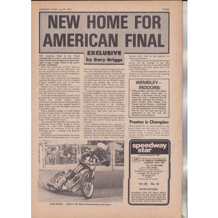 Speedway Star magazine : July 28, 1979. Oxford Cheetahs team photo.