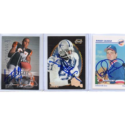 Autographed 3 Card Lot with Deion Sanders Signed
