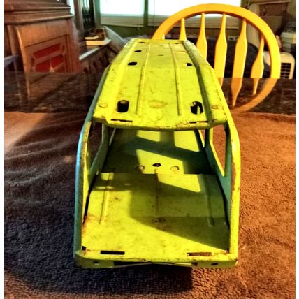 Old Vintage Tonka Light Green Car Carrier Truck Pressed Steel 1960s 18 1/2" Long