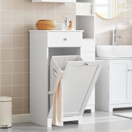 Sobuy Laundry Cabinet Bathroom Tilt-Out Hamper Unit with Drawer Hidden Basket Ch