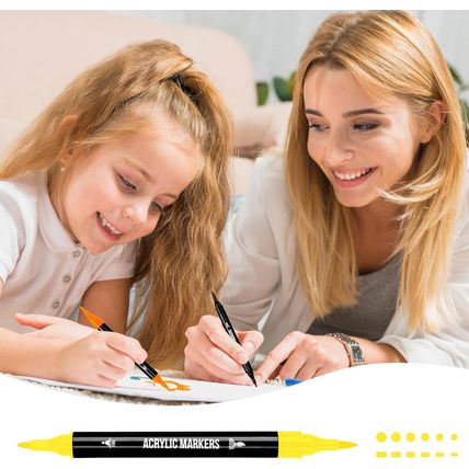 120 Colors Acrylic Paint Markers, Dual Tip Fine and Brush Tips Pens Contain 24 M