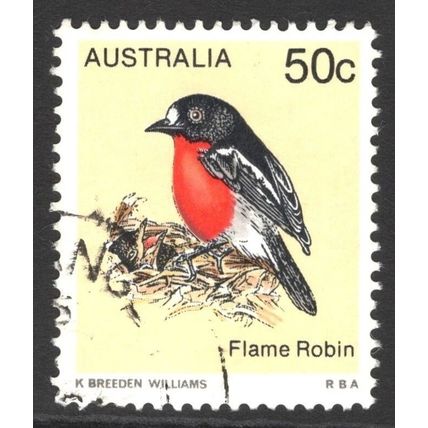 AUSTRALIA 1979: BIRDS DEFINITIVES - 50c FLAME ROBIN USED (G5)