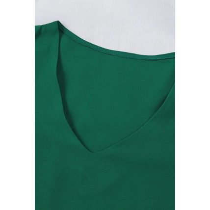 Green Flare Sleeve V Neck Loose Blouse