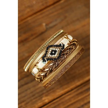 Multicolour Rhinestone Beaded Magnetic Buckle Bracelet